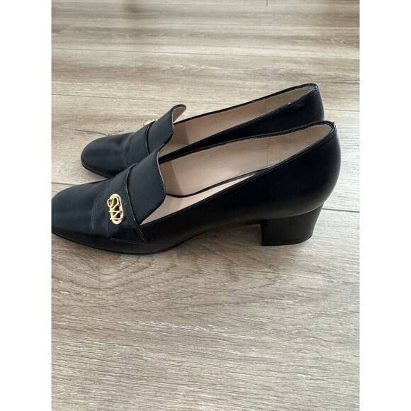 Stuart Weitzman RIELA 50 BLACK LEATHER Calf Heel Pump Platform 38 US 7.M loafer - Picture 2 of 7